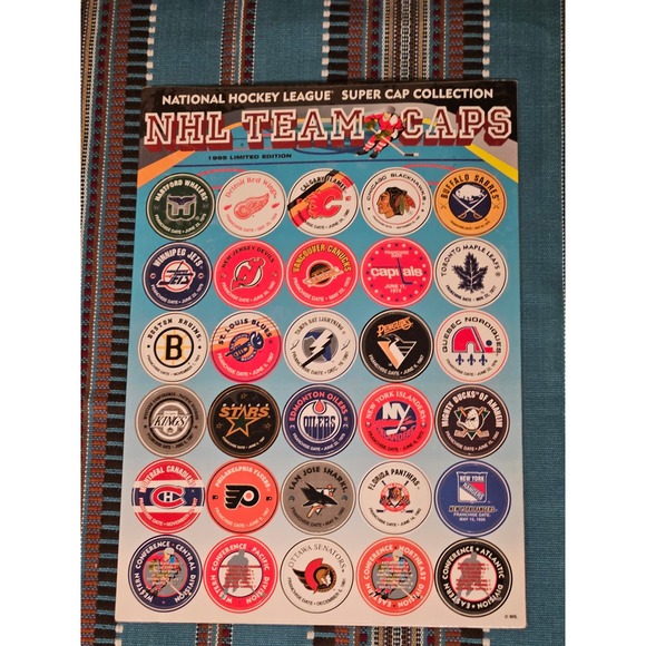 NHL Other - NWT Vintage NHL  1995 Limited Edition SUPER CAP COLLECTION  30 CAPS/ POGS